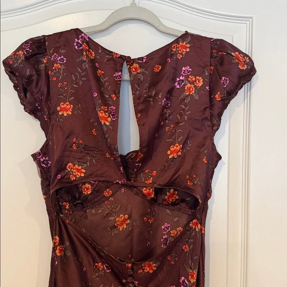 Floral Slip Dress in Deep Burgundy Free People Butterfly Babe Size Medium - Picture 7 of 10